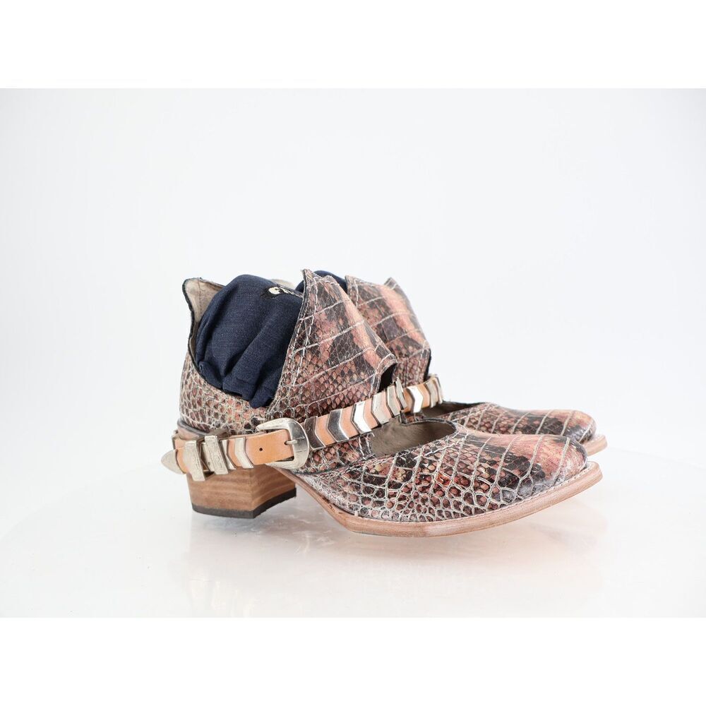 Freebird By Steven Blade Boot Womens 9 Pink Multi Croc Block Heel Slip On NEW